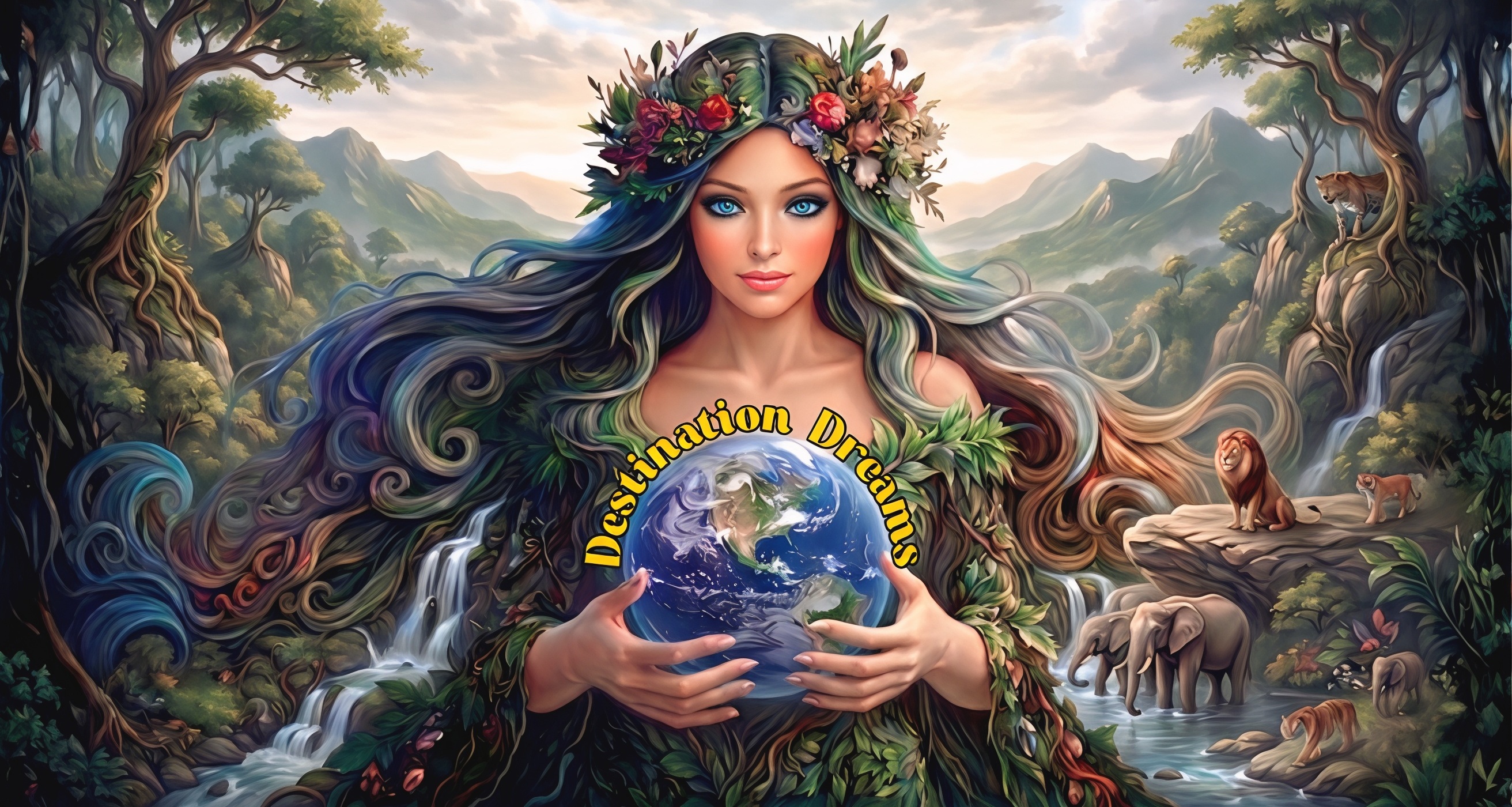 Thailand temple at sunset with lotus flowers